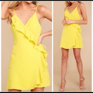 NWOT Nana Macs Everly Yellow Wrap Ruffle Dress